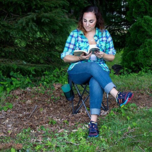 GCI Outdoor Quik-E-Seat | Portable, Folding Tripod Chair with Drink Holder and Padded Lumbar Support — Black - Image 2