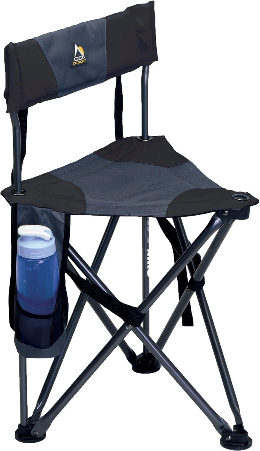 GCI Outdoor Quik-E-Seat | Portable, Folding Tripod Chair with Drink Holder and Padded Lumbar Support — Black - Image 6
