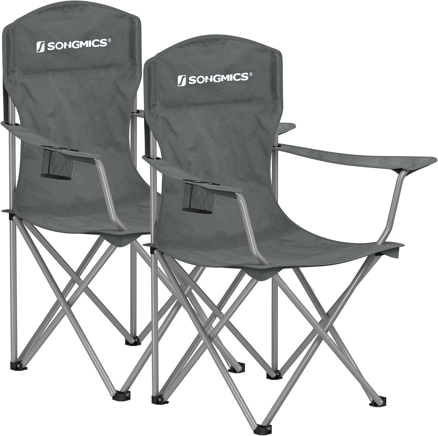 SONGMICS 2 Pack Folding Camping Chairs, Load 330 lb, Cup Holder and High Backrest, Heavy-Duty Structure, for Lawn, Garden, Fishing, Terrace - Image 9